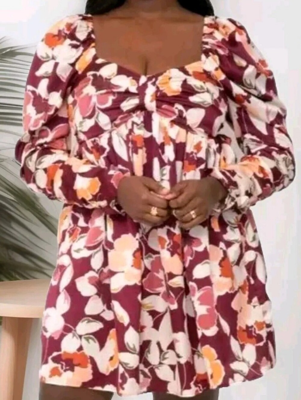Eloquii Woman 16W Mini Dress Sweetheart Smocked Floral Blooms Cottage Artsy Nwt